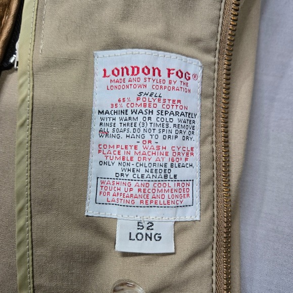 London Fog Mens Vintage Tan Faux Fur Lined Harrington Jacket Size 52 Long Khaki - Picture 3 of 5